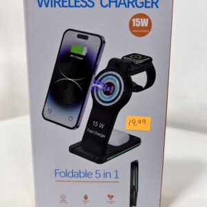 CARGADOR INHALAMBRICO 15W 5 EN 1 FOLDABLE