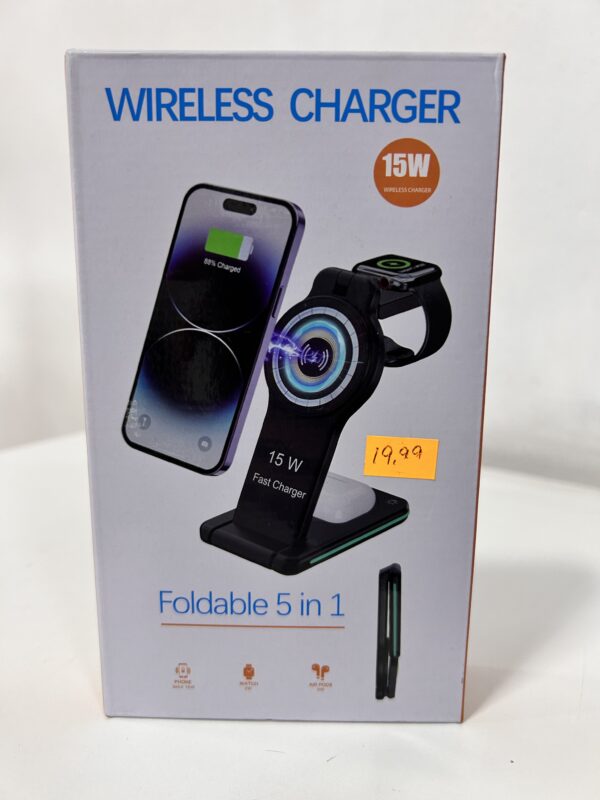 CARGADOR INHALAMBRICO 15W 5 EN 1 FOLDABLE