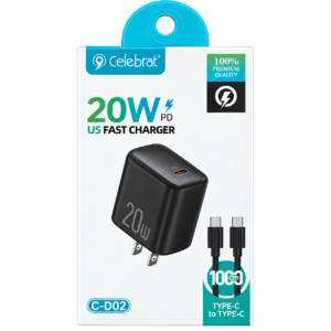 CARGADOR TIPO C CELEBRAT C-D02 20W CARGA RAPIDA
